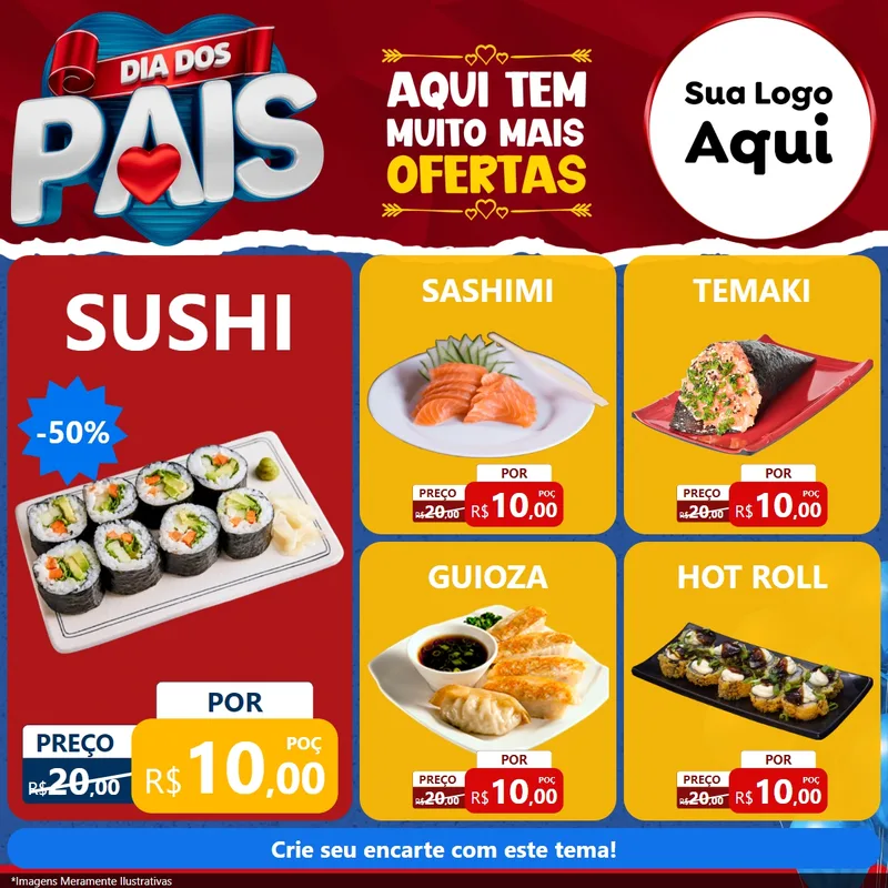Modelo de Rede Social para Feed Facebook com o tema Dia dos Pais para Comida japonesa