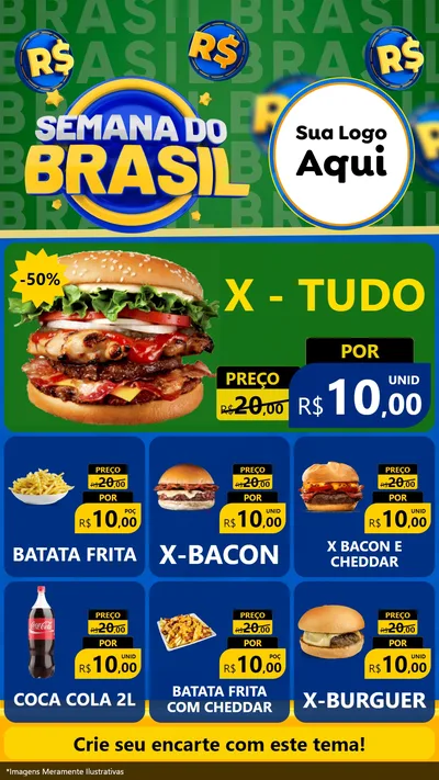 Modelo de Rede Social para Stories com o tema Semana Do Brasil para Hamburgueria