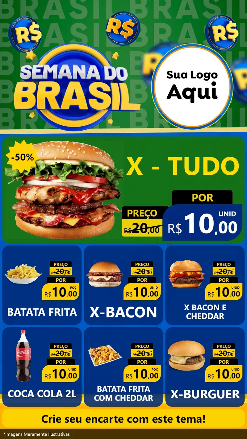 Modelo de Rede Social para Stories com o tema Semana Do Brasil para Hamburgueria