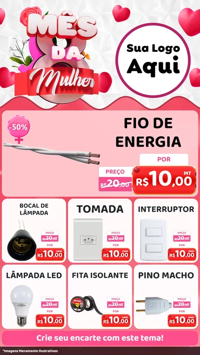 Modelo de Rede Social para Stories com o tema Mês da Mulher para Materiais Elétricos