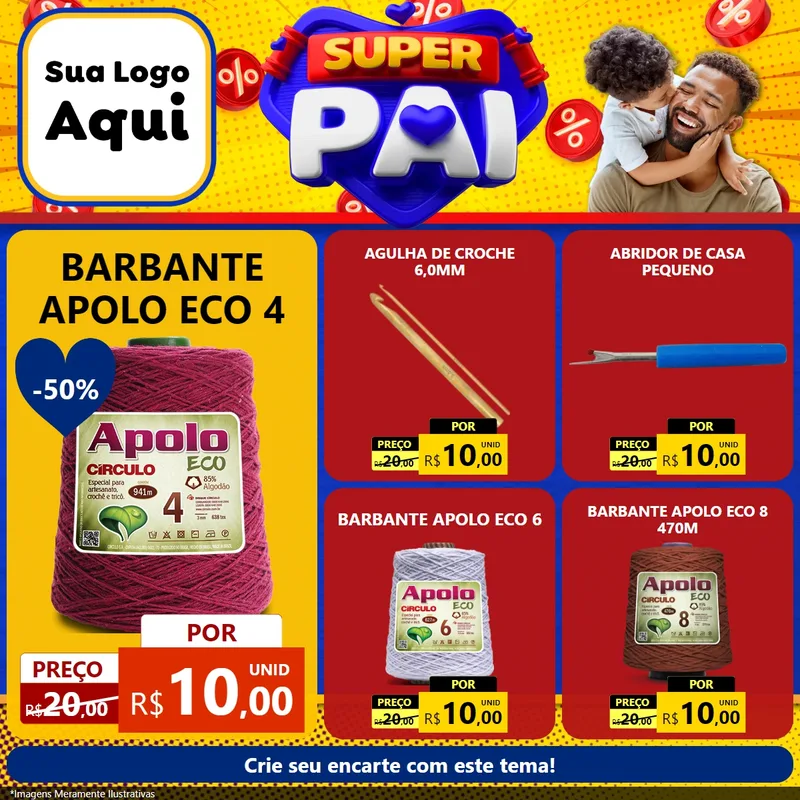 Modelo de Rede Social para Feed Facebook com o tema Super Pai para Armarinho e Aviamentos