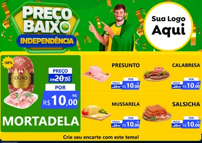Modelo de Encarte para Encarte A4 Horizontal com o tema Preço Baixo de Independência para Frios e Laticínios