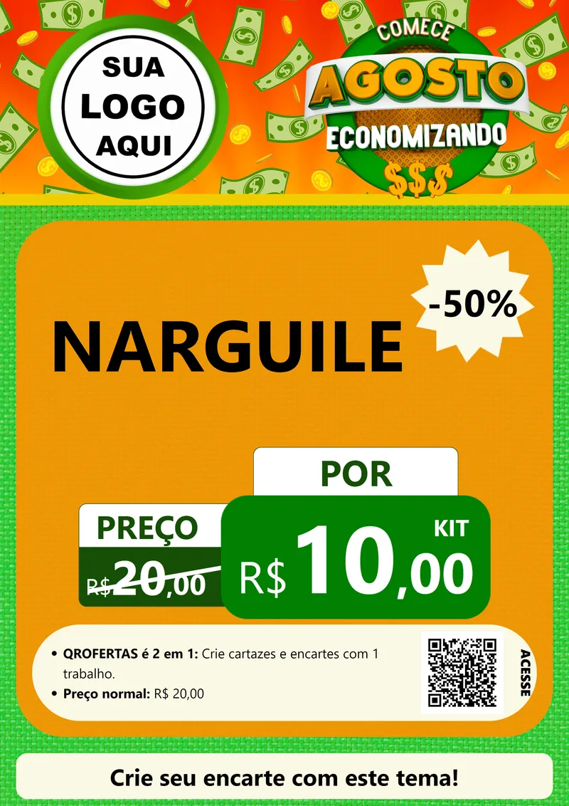 Modelo de Cartaz para Cartaz A4 Vertical com o tema Comece Agosto Economizando para Tabacaria