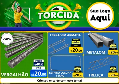 Modelo de Encarte para Encarte A4 Horizontal com o tema Torcida para Ferragens
