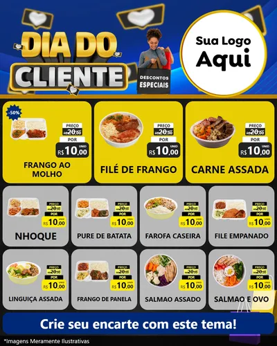 Modelo de Rede Social para Feed Instagram com o tema Dia Do Cliente para Restaurante