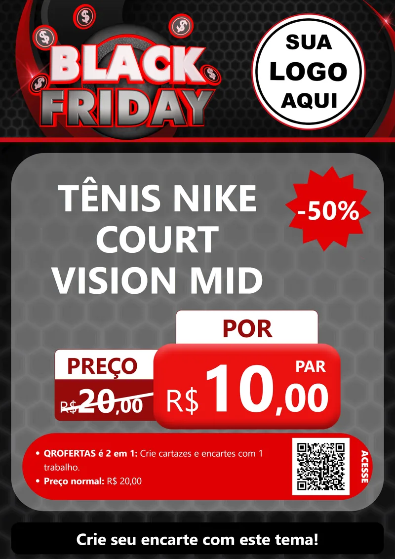 Modelo de Cartaz para Cartaz A4 Vertical com o tema Black Friday para Calçados