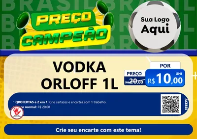 Modelo de Cartaz para Cartaz A4 Horizontal com o tema Preço Campeão - Copa para Distribuidora de bebidas