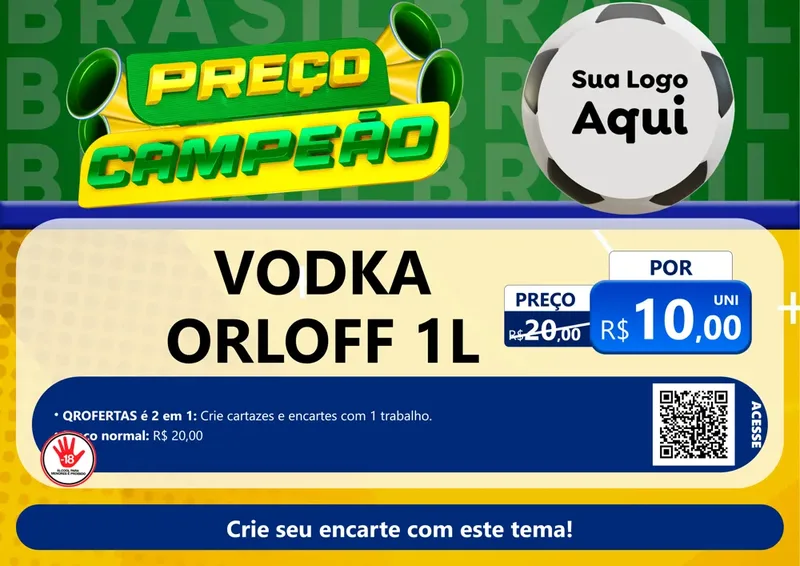 Modelo de Cartaz para Cartaz A4 Horizontal com o tema Preço Campeão - Copa para Distribuidora de bebidas