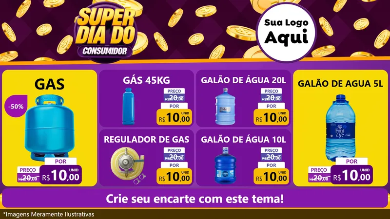 Modelo de TV para TV Horizontal com o tema Super Dia do Consumidor para Água e gás