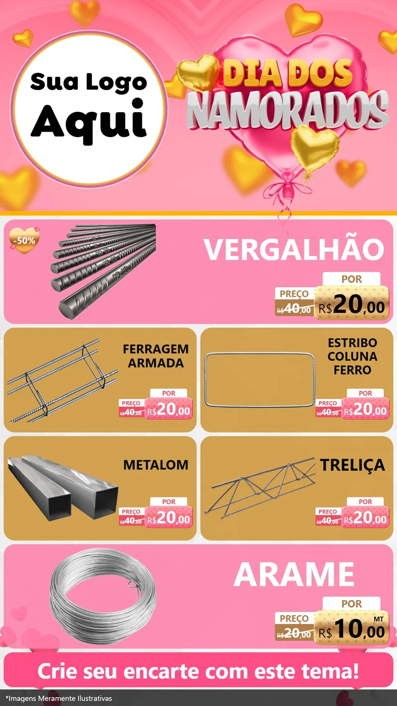 Modelo de TV para TV Vertical com o tema Dia dos Namorados para Ferragens