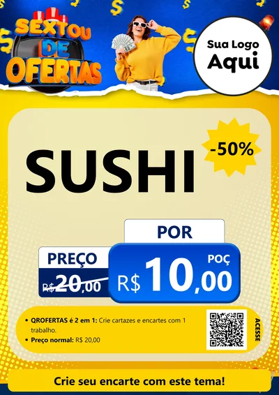 Modelo de Cartaz para Cartaz A4 Vertical com o tema Sextou de Ofertas para Comida japonesa