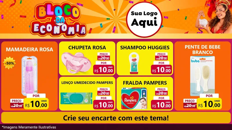 Modelo de TV para TV Horizontal com o tema Bloco da Economia para Bebês