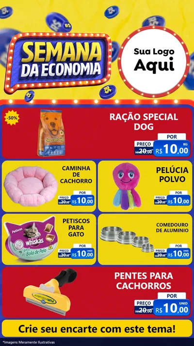 Modelo de TV para TV Vertical com o tema Semana da Economia para Pet Shop