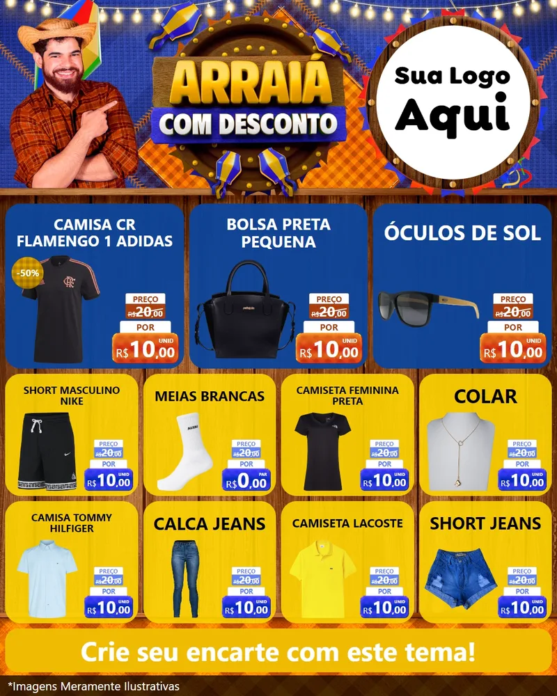Modelo de Rede Social para Feed Instagram com o tema Arraiá Com Desconto para Roupas e acessórios