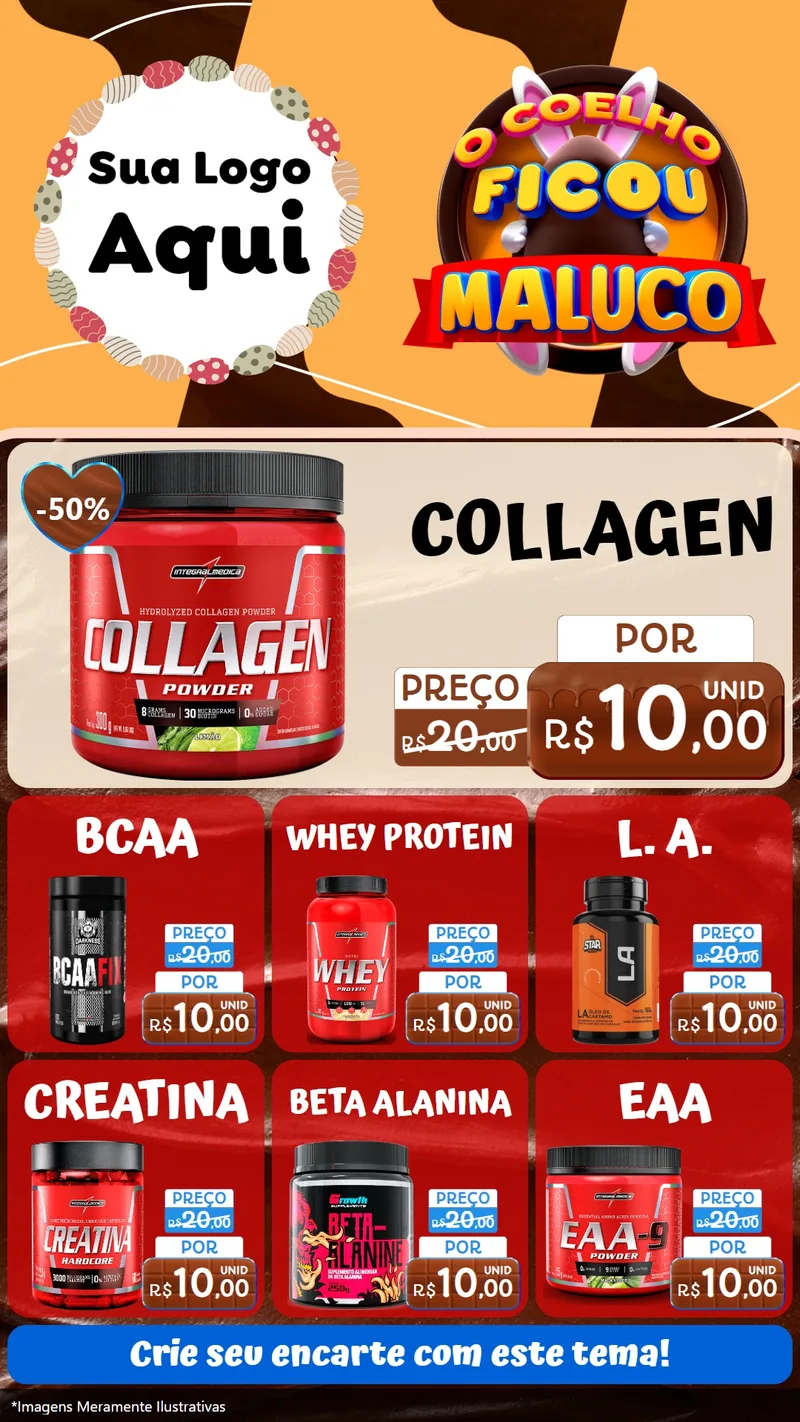 Modelo de Rede Social para Stories com o tema O Coelho Ficou Maluco - Páscoa para Suplementos alimentares