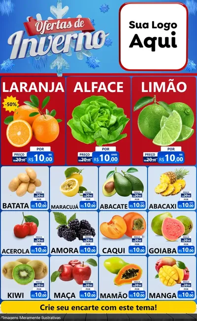 Modelo de Encarte para Encarte Grande com o tema Ofertas de Inverno para Hortifrúti