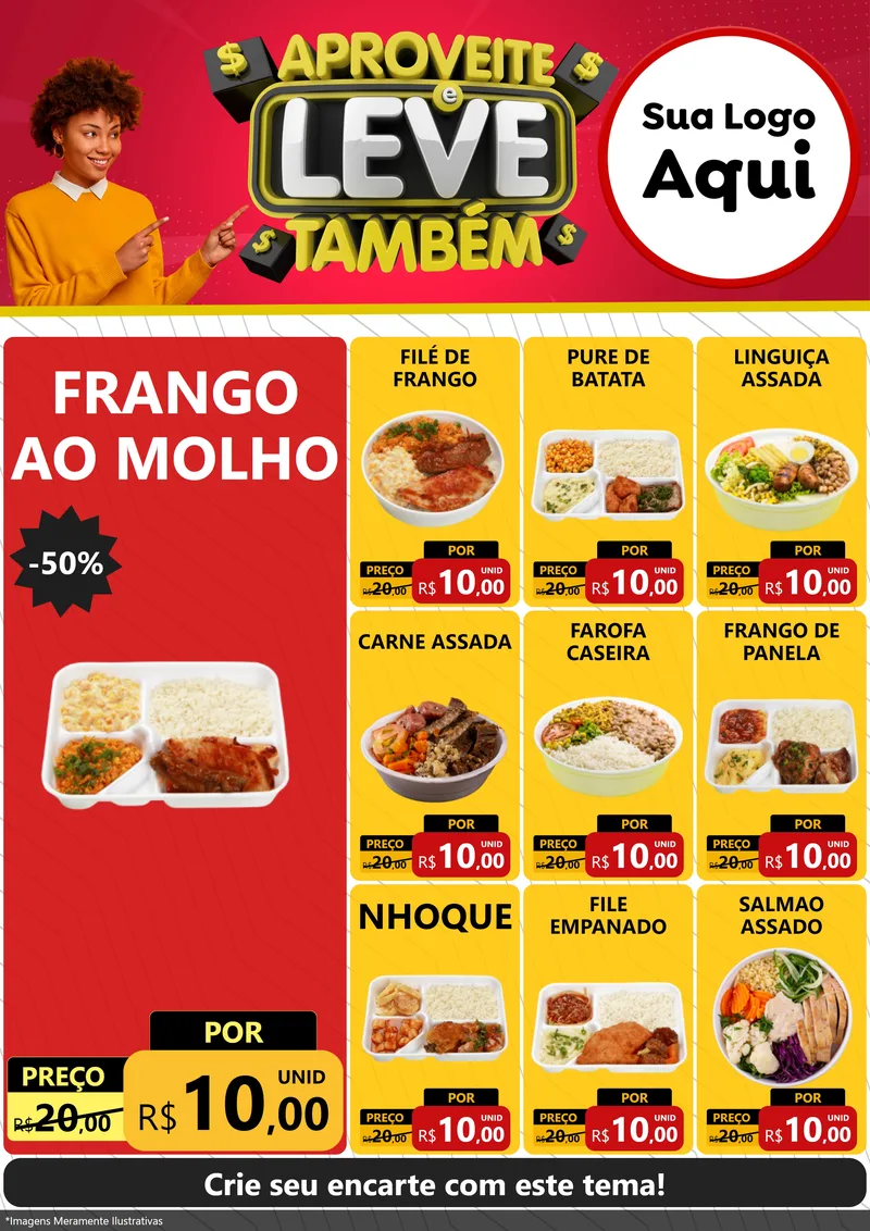 Modelo de Encarte para Encarte A4 Vertical com o tema Aproveite e Leve Também para Restaurante