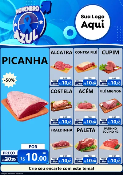 Modelo de Encarte para Encarte A4 Vertical com o tema Novembro Azul para Açougue