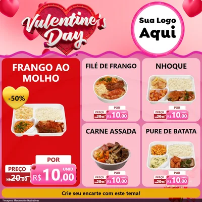 Modelo de Rede Social para Feed Facebook com o tema Valentine's Day para Restaurante