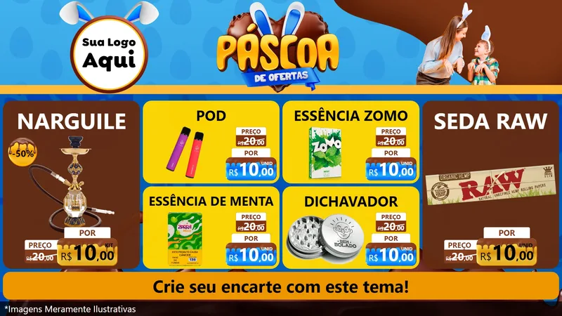 Modelo de TV para TV Horizontal com o tema Páscoa de Ofertas para Tabacaria
