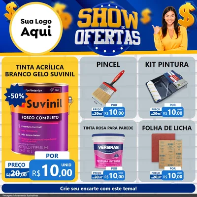 Modelo de Rede Social para Feed Facebook com o tema Show de Ofertas para Tintas e Ferramentas