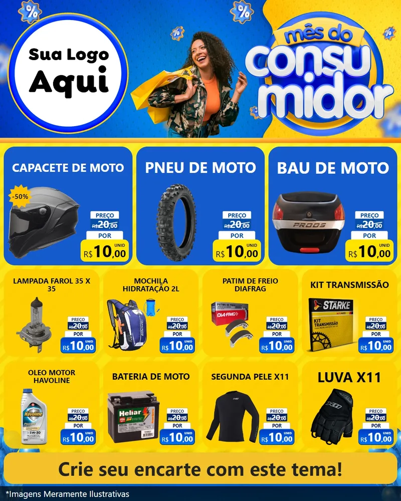 Modelo de Rede Social para Feed Instagram com o tema Mês do Consumidor para Moto peças