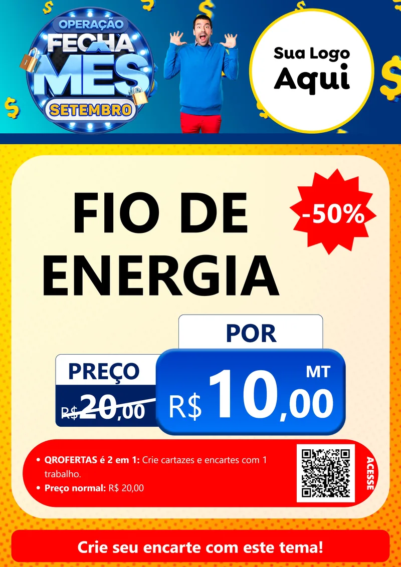 Modelo de Cartaz para Cartaz A4 Vertical com o tema Operação Fecha Mês Setembro para Materiais Elétricos