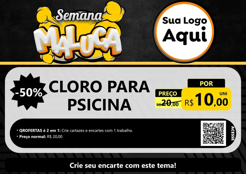 Modelo de Cartaz para Cartaz A4 Horizontal com o tema Semana Maluca para Produtos para Piscina