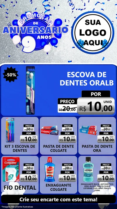 Modelo de Rede Social para Stories com o tema Promoção de Aniversário - 9 Anos para Higiene Pessoal