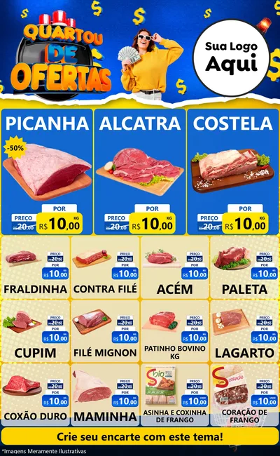Modelo de Encarte para Encarte Grande com o tema Quartou de Ofertas para Açougue