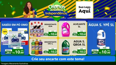 Modelo de TV para TV Horizontal com o tema Ofertas da Semana da Independência para Produtos de Limpeza