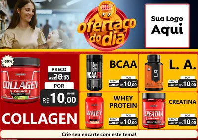 Modelo de Encarte para Encarte A4 Horizontal com o tema Ofertaço Do Dia para Suplementos alimentares
