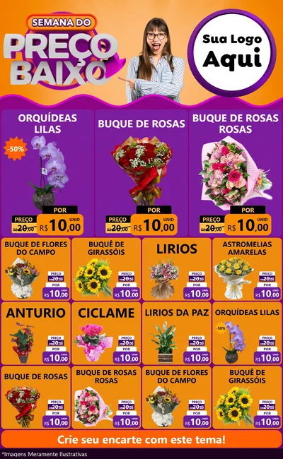 Modelo de Encarte para Encarte Grande com o tema Semana do Preço Baixo para Floricultura e jardim