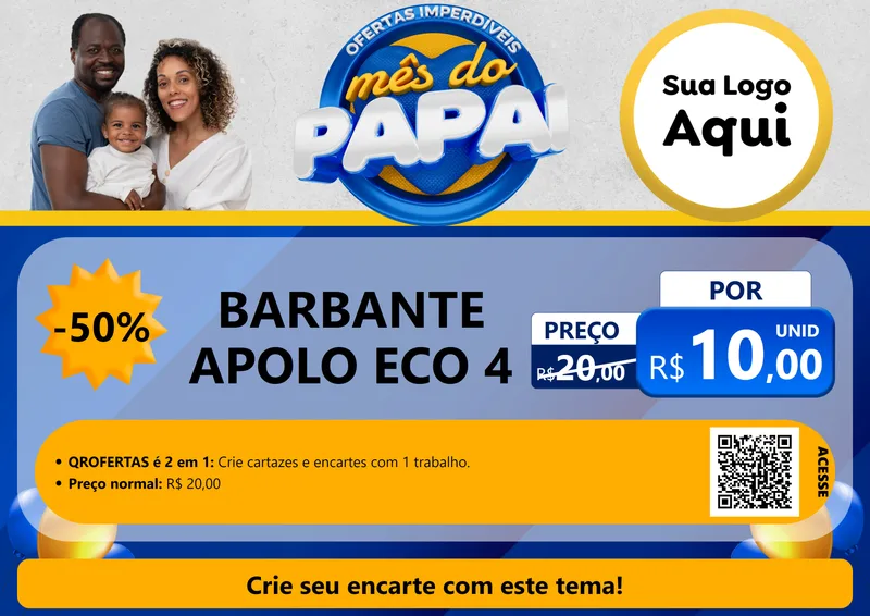 Modelo de Cartaz para Cartaz A4 Horizontal com o tema Ofertas Imperdíveis Mês Do Papai para Armarinho e Aviamentos