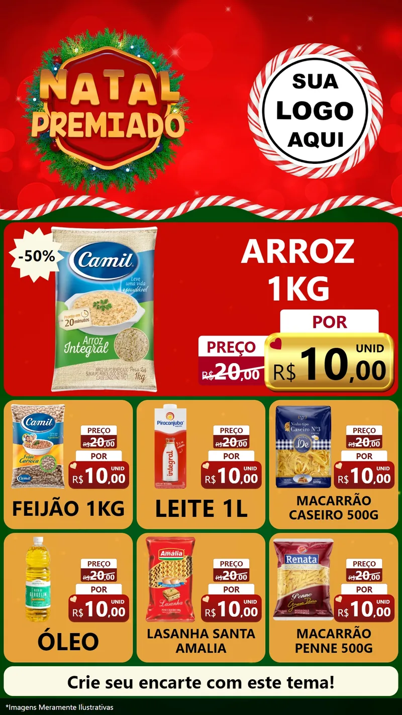Modelo de Rede Social para Stories com o tema Natal Premiado para Supermercado