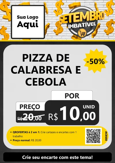 Modelo de Cartaz para Cartaz A4 Vertical com o tema Setembro Imbatível para Pizzaria