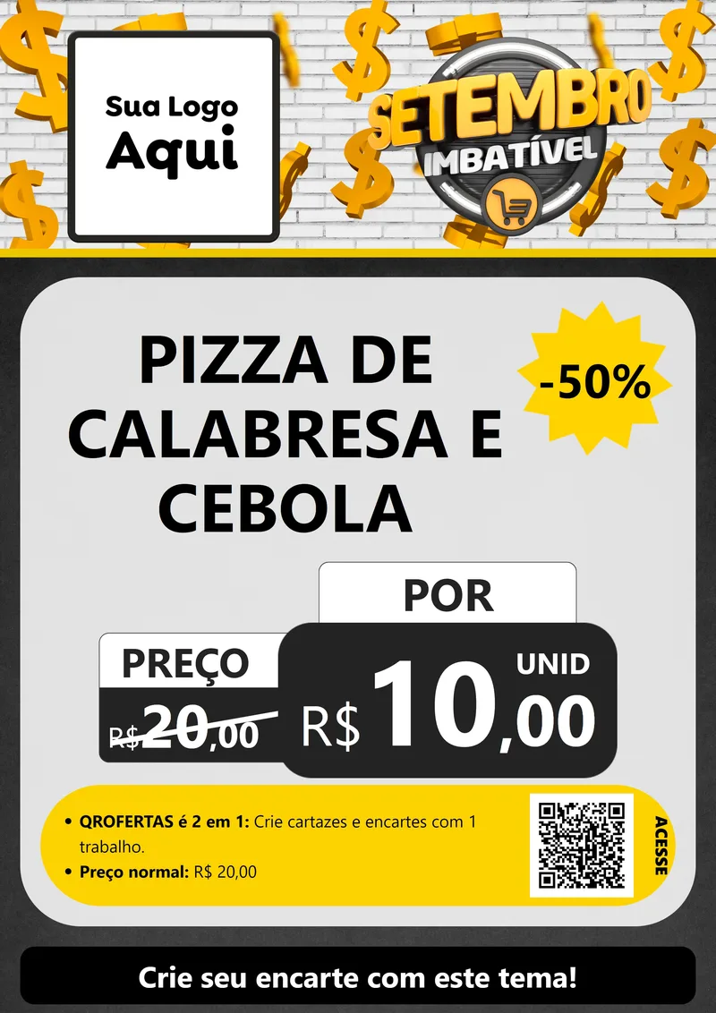 Modelo de Cartaz para Cartaz A4 Vertical com o tema Setembro Imbatível para Pizzaria