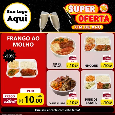 Modelo de Rede Social para Feed Facebook com o tema Super Oferta Fim de Ano para Restaurante