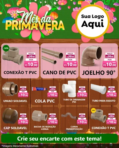 Modelo de Rede Social para Feed Instagram com o tema Mês da Primavera para Tubos e conexões
