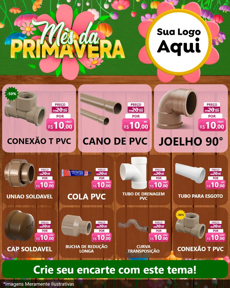 Modelo de Rede Social para Feed Instagram com o tema Mês da Primavera para Tubos e conexões
