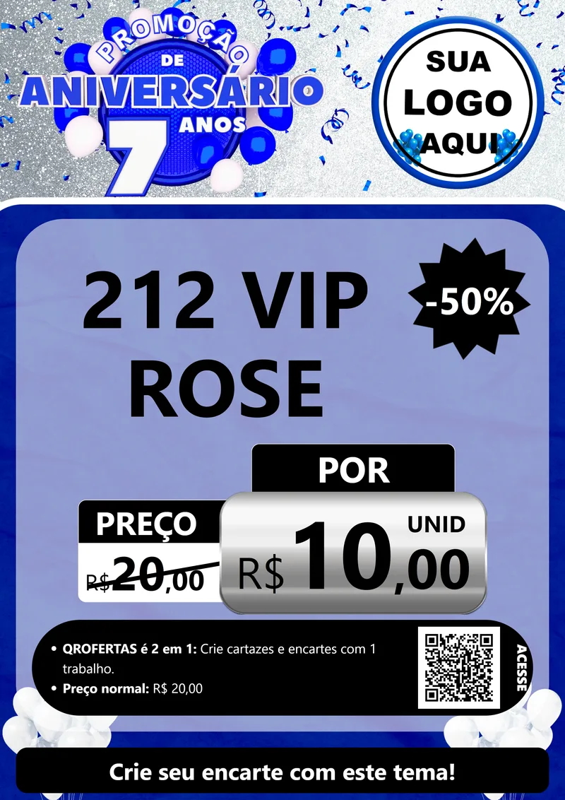 Modelo de Cartaz para Cartaz A4 Vertical com o tema Promoção de Aniversário - 7 Anos para Perfumes
