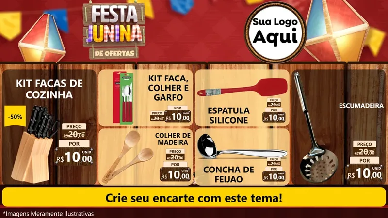 Modelo de TV para TV Horizontal com o tema Festa Junina de Ofertas para Utilidades Domésticas