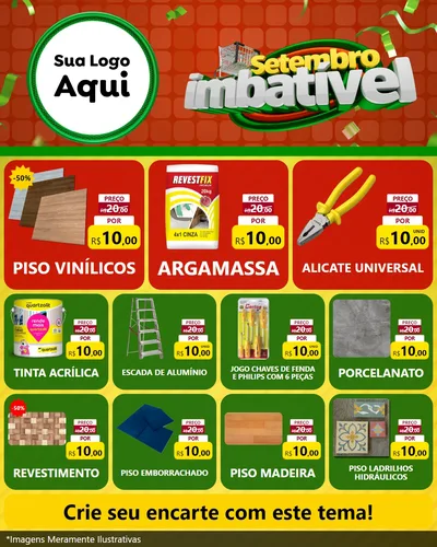 Modelo de Rede Social para Feed Instagram com o tema Setembro Imbatível para Material para Construção