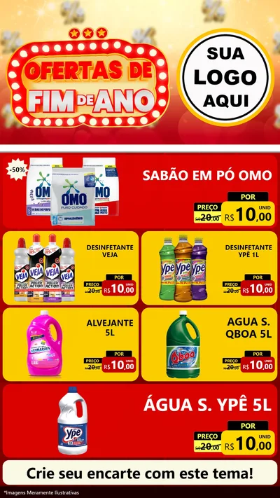 Modelo de TV para TV Vertical com o tema Ofertas de Fim de Ano para Produtos de Limpeza