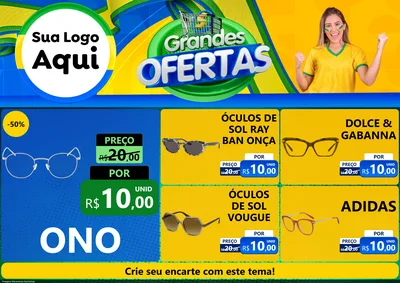 Modelo de Encarte para Encarte A4 Horizontal com o tema Grandes Ofertas para Óticas
