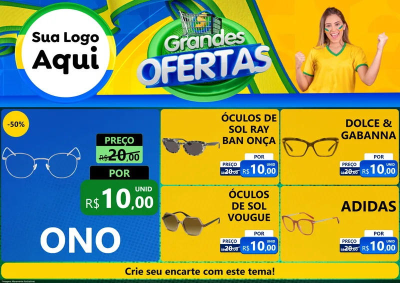 Modelo de Encarte para Encarte A4 Horizontal com o tema Grandes Ofertas para Óticas