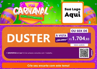 Modelo de Cartaz para Cartaz A4 Horizontal com o tema Pré-Carnaval Com Economia para Concessionaria de Carros