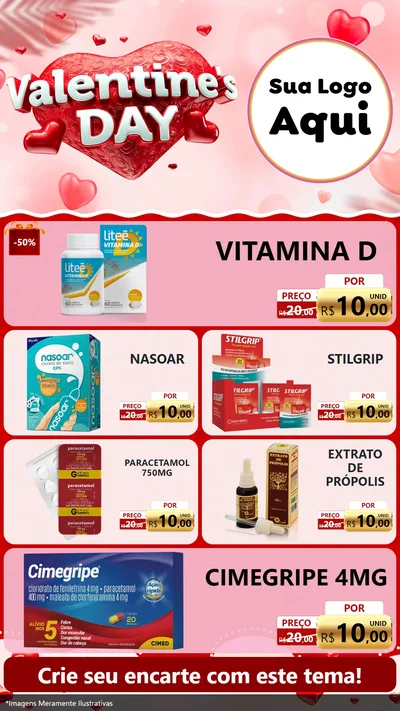Modelo de TV para TV Vertical com o tema Valentine's Day para Farmácia