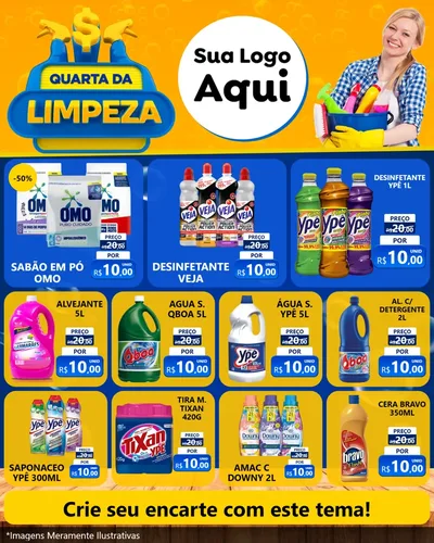 Modelo de Rede Social para Feed Instagram com o tema Quarta da Limpeza para Produtos de Limpeza