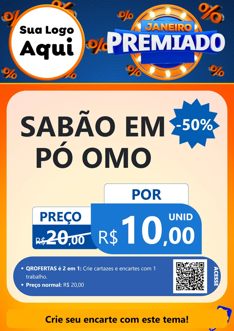 Modelo de Cartaz para Cartaz A4 Vertical com o tema Janeiro Premiado para Produtos de Limpeza